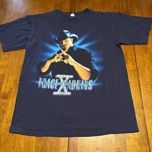 Trace Adkins Country Music 09 Tour Double Sided Tshirt Anvil Blue Bar Size Small